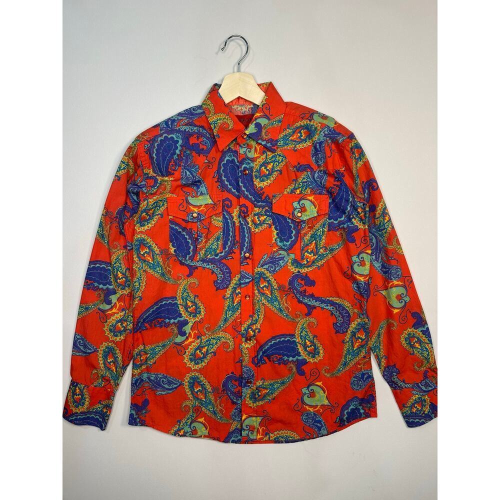Patron Cito USA Bright Paisley Pearl Snap Western Shirt Size Small